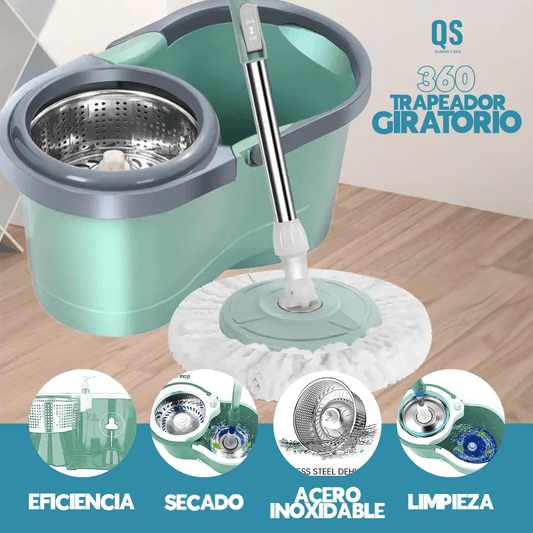 Titan360™ - Trapeador giratorio metálico con balde