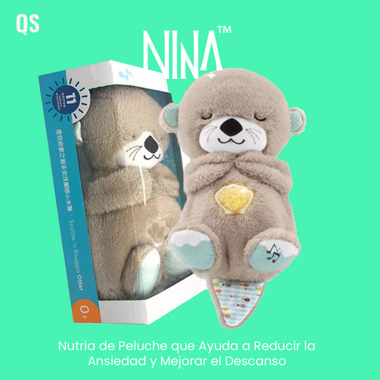 Nina™ - Nutria de Peluche musical con luces que respira para Calmar y Relajar a tu Bebé